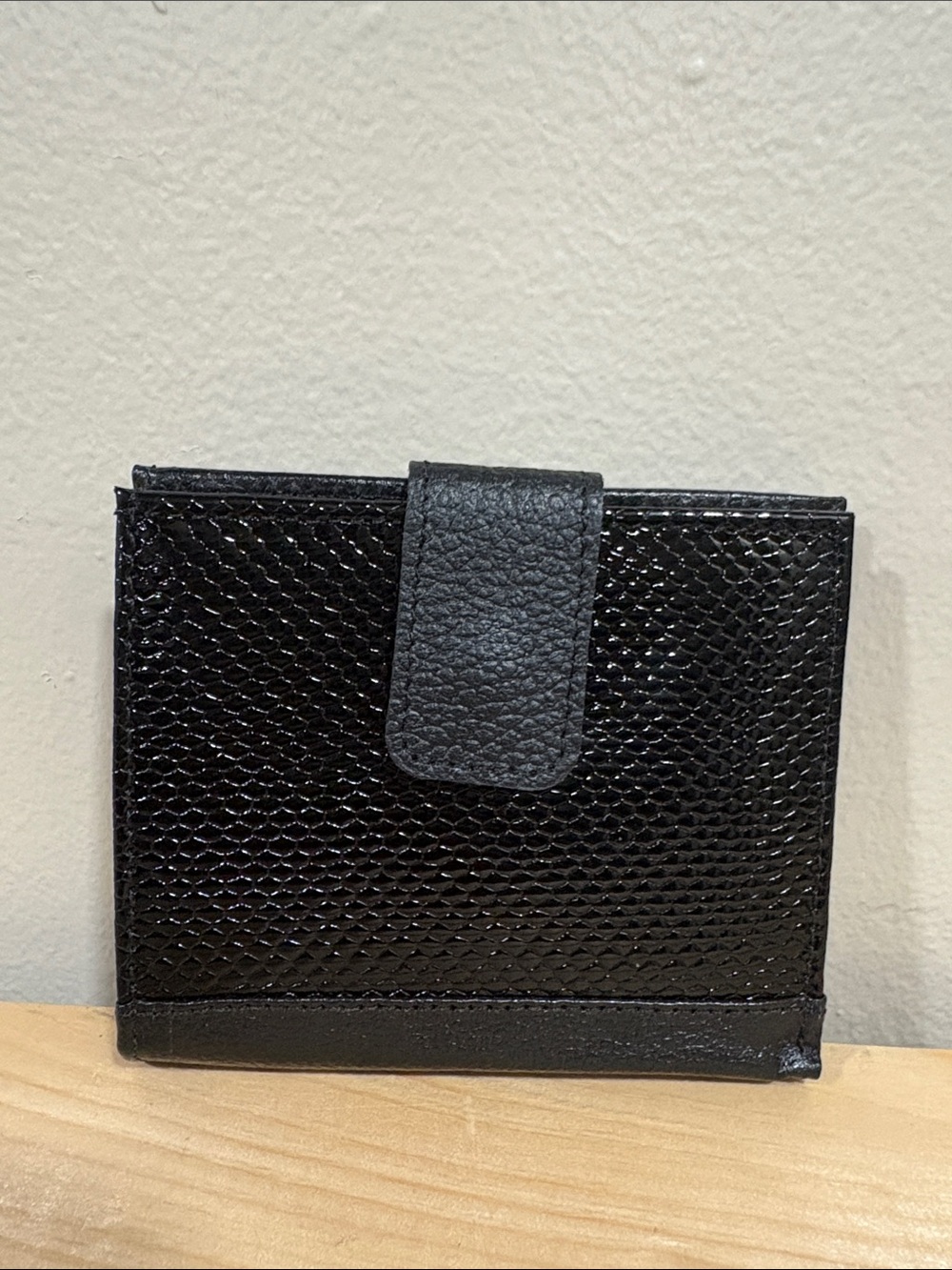 Black Textured Leather Wallet